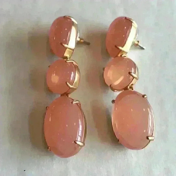J Crew new Triple stone drop earrings bright pink - Picture 7 of 8